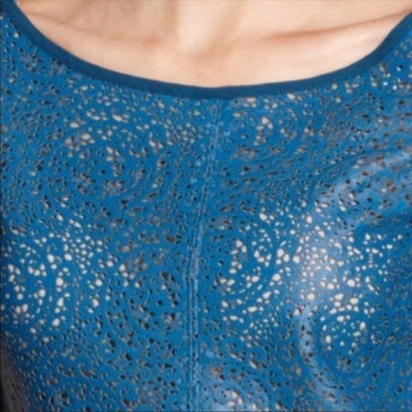 Pjk Patterson J. Kincade Hunter laser-cut lambskin sheer back top size S - Picture 3 of 4